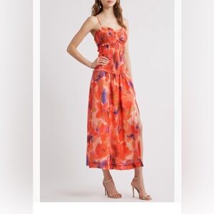 Chelsea28 Vibrant Floral Maxi Dress in Orange and Purple